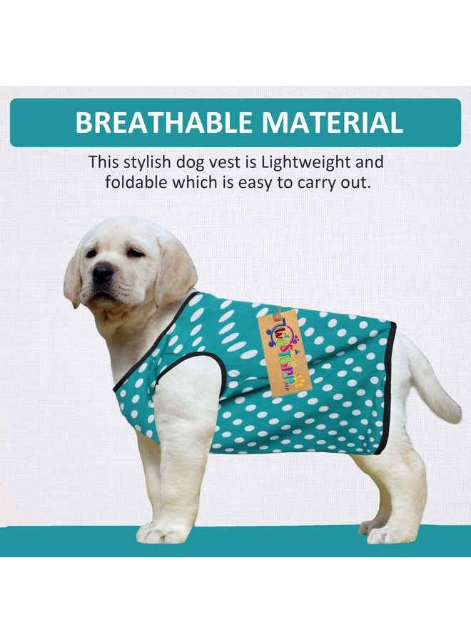 ويستيرن إرا تي شيرت كلاب من القطن الناعم الرائع | ملابس كلاب مريحة وجيدة التهوية | سترة بدون أكمام لملابس الجرو | (أزرق سماوي بولكا) (كبير جدًا) (26 بوصة) - Image 2