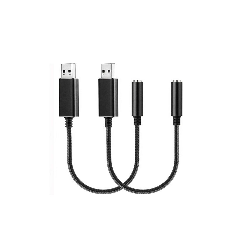 SOLARAE 2 Pack Audio Adapter External Stereo Sound Card USB to Headphone Audio Jack Adapter with 3.5mm Aux TRRS Jack and Durable Braided Cable Compatible for Mac, PS4, PC, Laptop, Desktops, Windows - Image 1