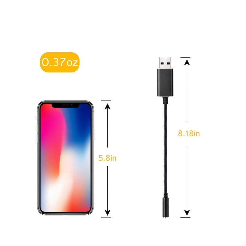 SOLARAE 2 Pack Audio Adapter External Stereo Sound Card USB to Headphone Audio Jack Adapter with 3.5mm Aux TRRS Jack and Durable Braided Cable Compatible for Mac, PS4, PC, Laptop, Desktops, Windows - Image 3