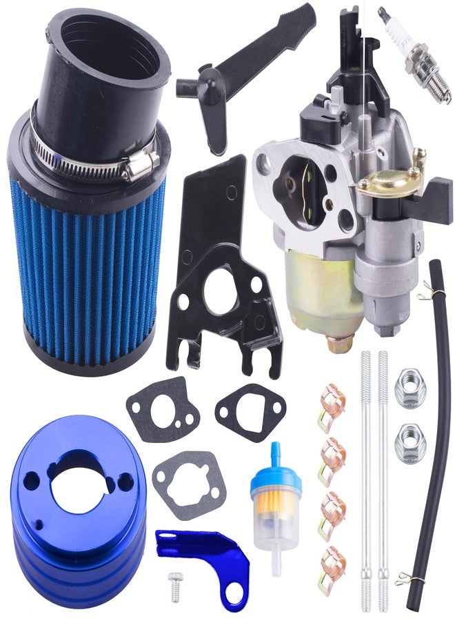 MRELC High Performance Upgraded Carburetor Air Filter adapter Intake Spark Plug Kit fit for Predator 212cc 6.5 Hp Honda Gx160 Gx200 196cc Coleman CT200U Trail CT100U Mini Bike Go Kart Racing （Blue） - Image 1
