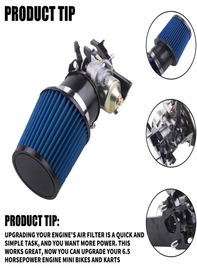 MRELC High Performance Upgraded Carburetor Air Filter adapter Intake Spark Plug Kit fit for Predator 212cc 6.5 Hp Honda Gx160 Gx200 196cc Coleman CT200U Trail CT100U Mini Bike Go Kart Racing （Blue） - Image 2