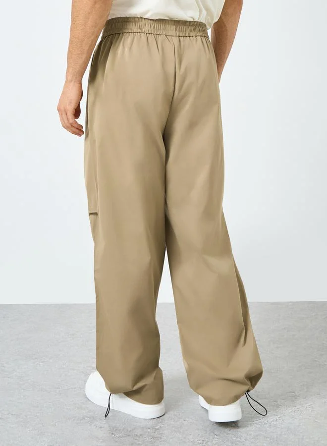 Styli Styli Woven Oversized Fit Open Hem Joggers with Adjustable Loop