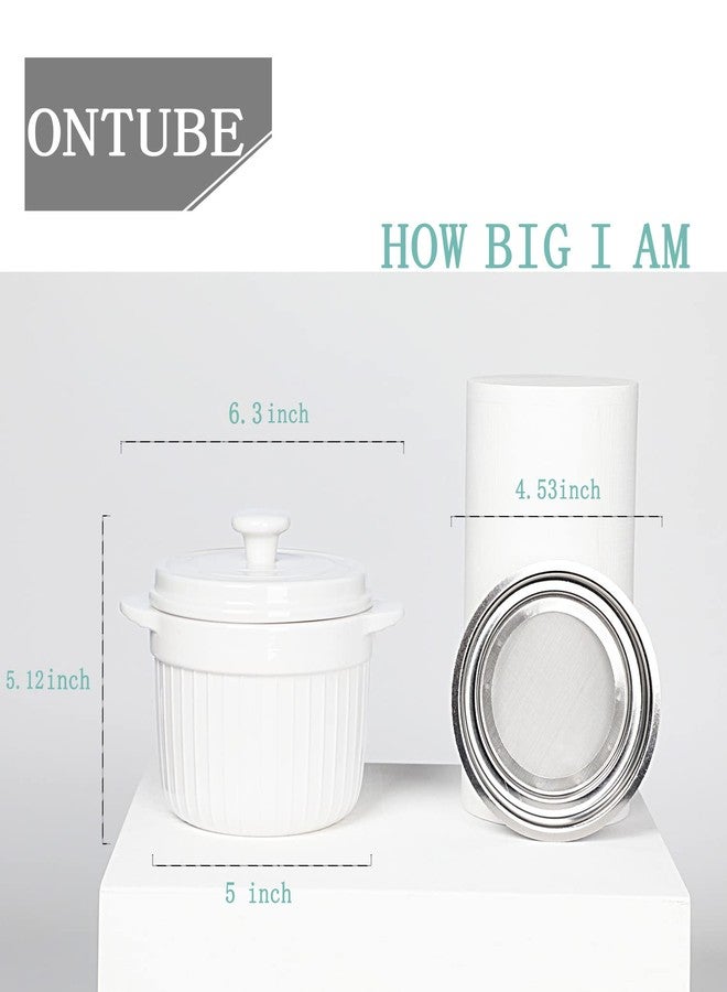 ONTUBE Ceramic Bacon Grease Container Keeper with Strainer, Frying Oil Storage Can, White - Image 4