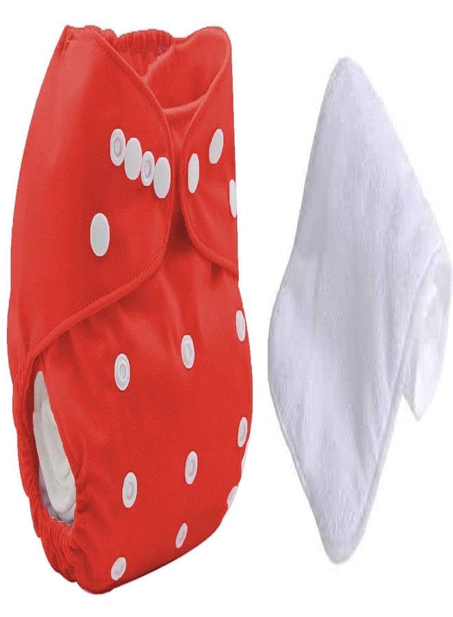 Kritiu Adjustable Reusable Washable Cloth Diaper With Insert Pad for Baby Girls & Boys | Eco-Friendly & Soft | One-Size Fits All | Ideal for Newborns to Toddlers | Red-1, Set of 2 - Image 1