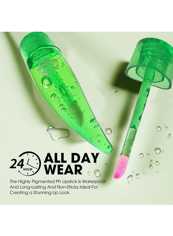 جلازي ألوي فيرا جيل درجة الحرارة اللون تغيير لون الشفاه اللمعان، أحمر الشفاه السحري ترطيب شفاه غير لاصقة مقاومة للماء تلميع شفاه - Image 5