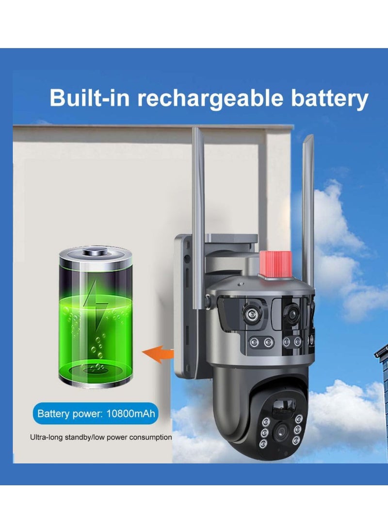 DIGI CORE 2 Pcs CCTV Camera For Home 12MP 4-Lens 3-Screen Outdoor Security Camera System, 360° Wireless PTZ, Solar Powered IP Camera with 4G Network, (SIM Internet Working Only) V380 Pro App Control, Human Detection, Night Vision, 2-Way Audio, IP66 Waterproof with 64GB SD Card - Image 4