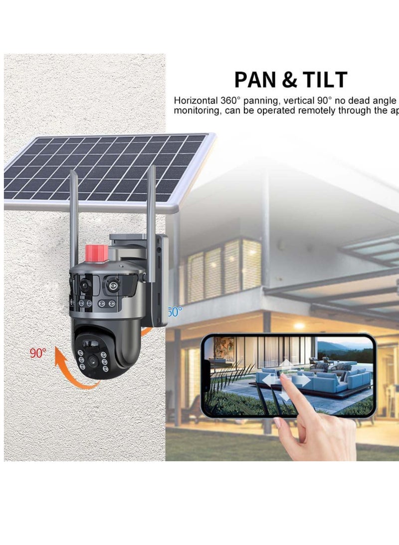 DIGI CORE 2 Pcs CCTV Camera For Home 12MP 4-Lens 3-Screen Outdoor Security Camera System, 360° Wireless PTZ, Solar Powered IP Camera with 4G Network, (SIM Internet Working Only) V380 Pro App Control, Human Detection, Night Vision, 2-Way Audio, IP66 Waterproof with 64GB SD Card - Image 5