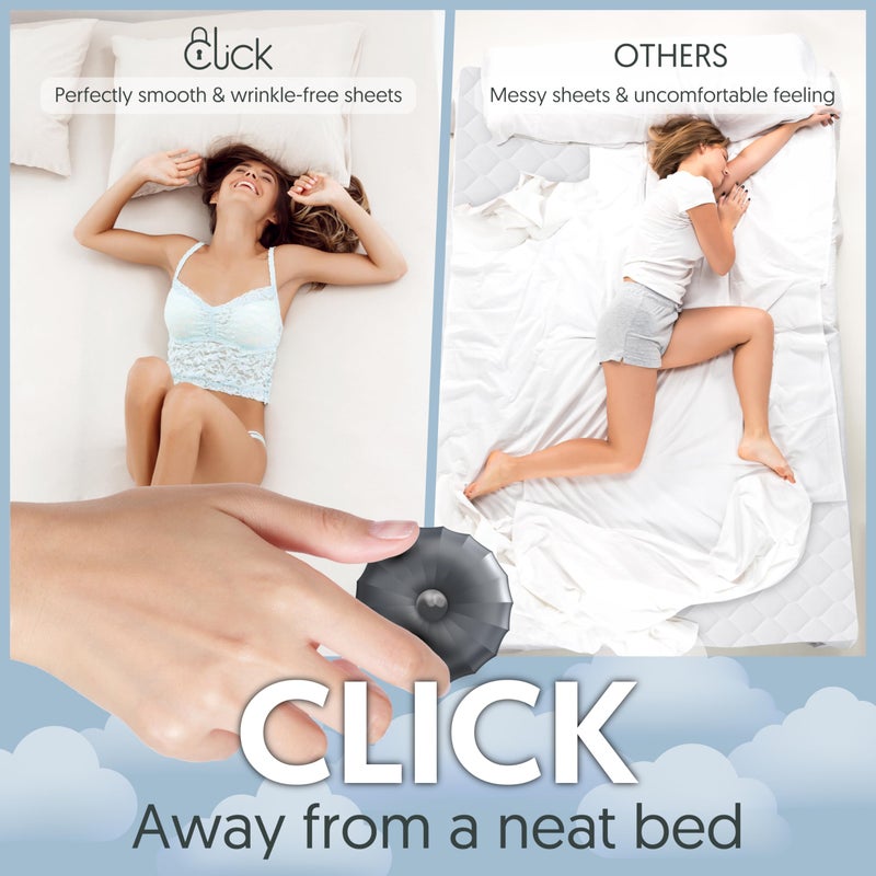 Click Sheet Holders for Adjustable Bed - Sheet Clips & Straps Keep Sheets in Place Firm & Tight on Single, Twin, Split Beds, Heavy Duty Fasteners Stop Sheets from Slipping Off & Secure to Mattress - Image 2