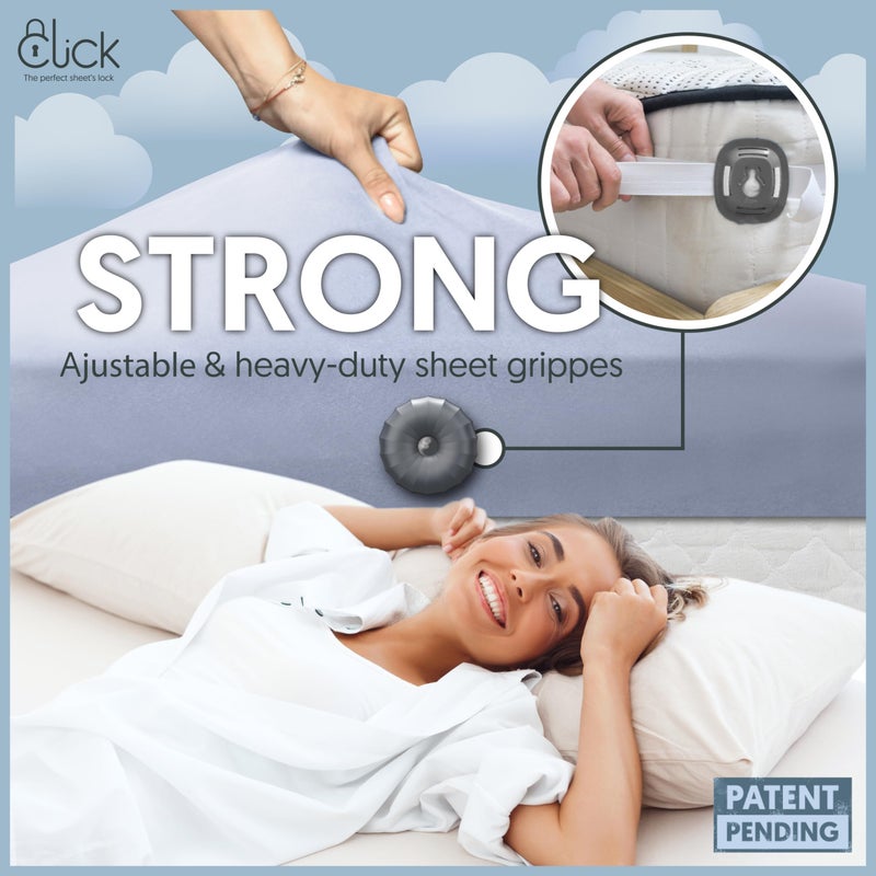 Click Sheet Holders for Adjustable Bed - Sheet Clips & Straps Keep Sheets in Place Firm & Tight on Single, Twin, Split Beds, Heavy Duty Fasteners Stop Sheets from Slipping Off & Secure to Mattress - Image 5