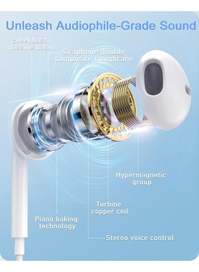 Earbuds/Handsfree/Earphones with USB-C/TYPE-C White - Image 4