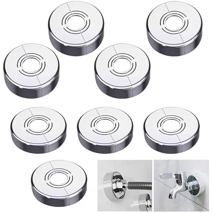 8 PIECE ADJUSTABLE CHROME ABS PIPE COVER SET FOR 32.5/25.5/20.5MM PIPE DIAMETER - Image 2