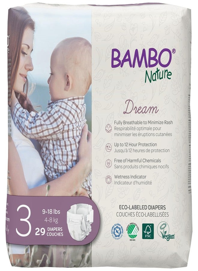 Bambo Nature Hypoallergenic Dream Baby Diapers, Premium Eco-Labeled Sustainable Diapers, Enhanced Leakage Protection, Totally Chlorine-Free, Skin Friendly, and Super Absorbent - Size 3 (58 Count) - Image 1