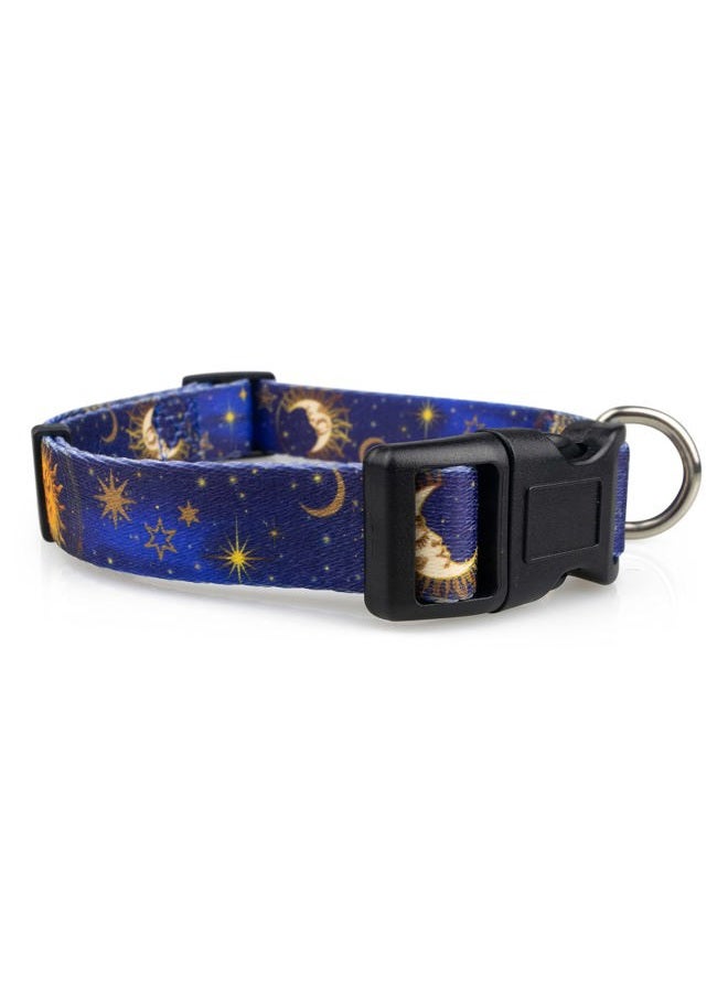 Limeloot Celestial Moon Dog Collar for Medium Dogs, Male or Female Dog Collar with Moon, Stars, and Sky, Medium - Image 1