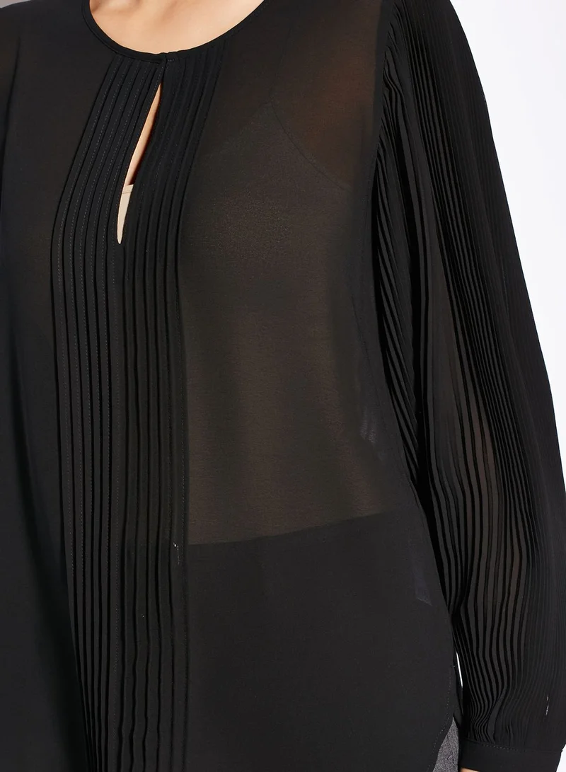 Wallis Pleated Keyhole Top