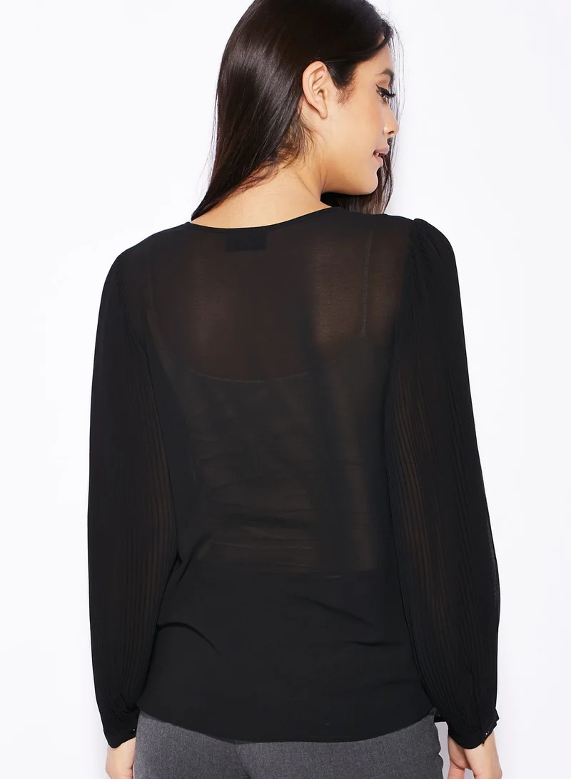 Wallis Pleated Keyhole Top