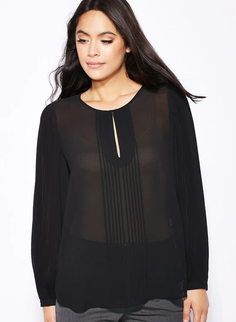 Wallis Pleated Keyhole Top