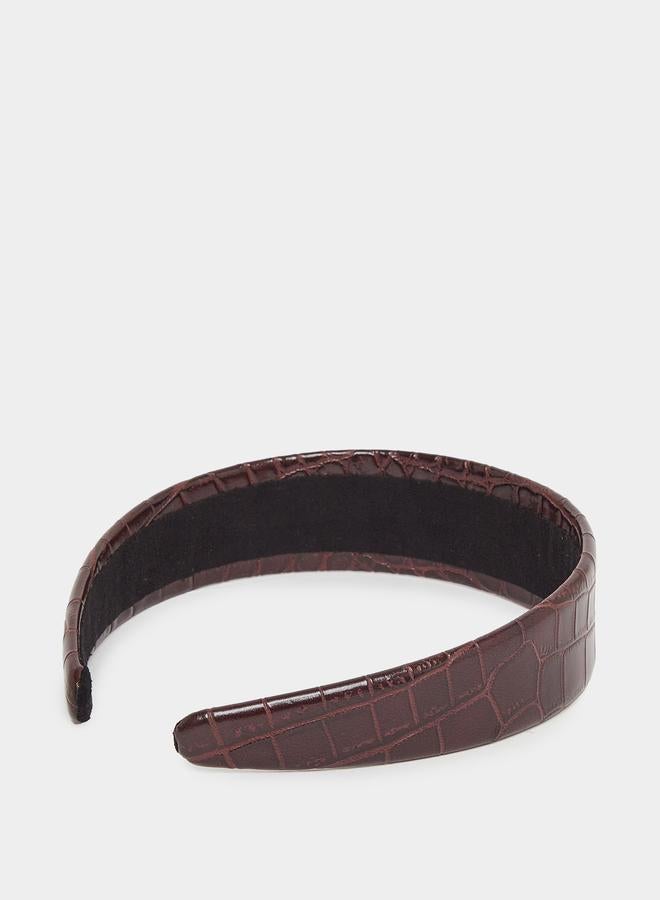 ستايلي عصابة رأس بنية بتأثير جلد التمساح - Image 3