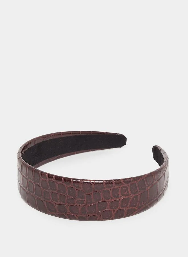 Styli Brown Croc-Effect Headband