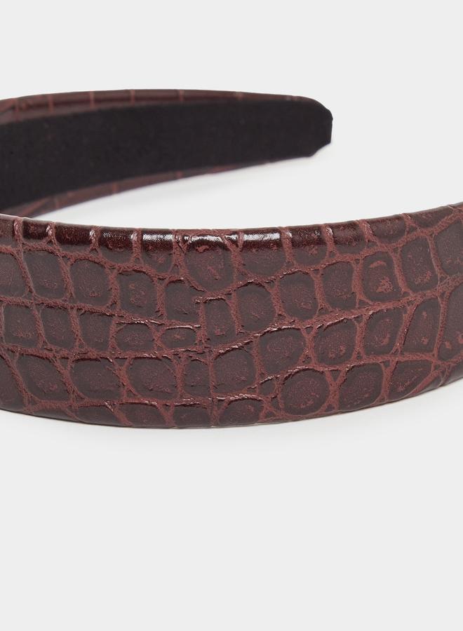 ستايلي عصابة رأس بنية بتأثير جلد التمساح - Image 2