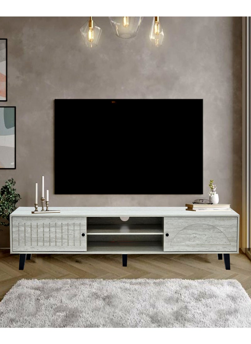 Living طاولة تلفزيون ماليزية مع رف طلاء اكريليك مقاس 180*40*40سم.  - Image 4