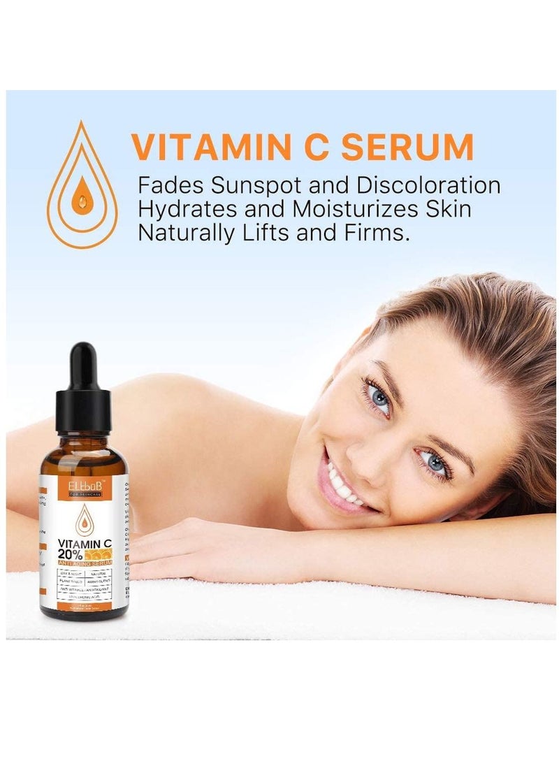 ELBBUB - Vitamin C 20% Anti-Aging Serum for Face with Hyaluronic Acid Retinol & Amino Acids Boost Skin Collagen Brighten Hydrate & Plump Skin Anti-Aging & Wrinkle Facial Serum 30ml - Image 1