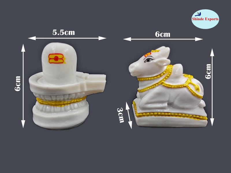SHINDE EXPORTS Marble Religious Shivling With Nandi Set For Home Puja Small 6Cm (White) - Image 2