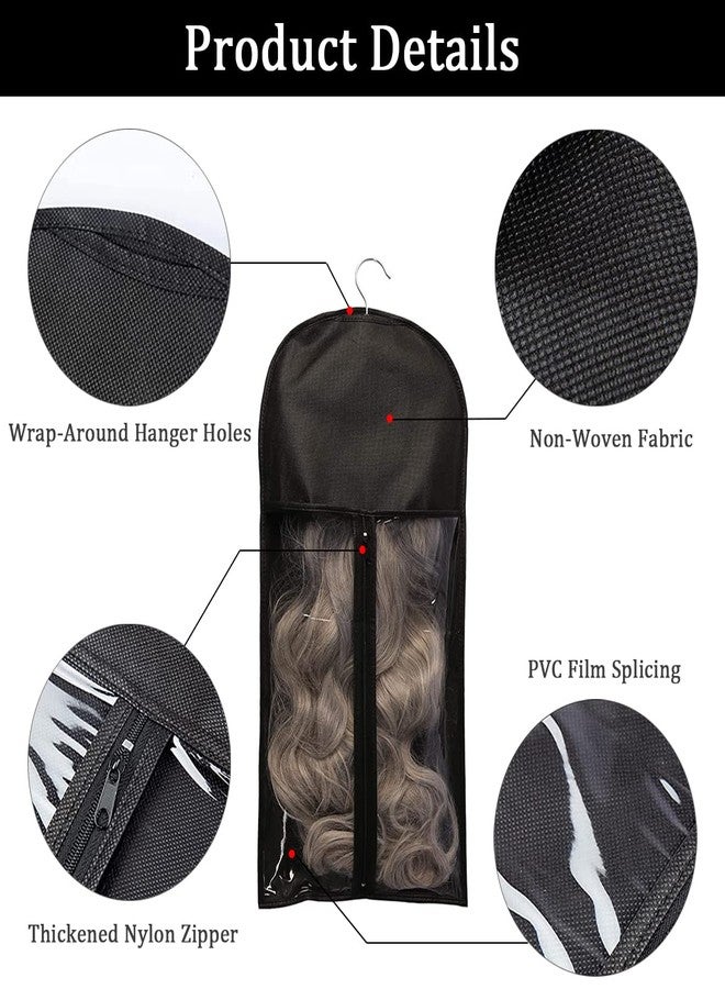 Qavctw 5PCS Hair Extension Holder Wig Storage Bag Hairpieces Storage Holder for Multiple Wigs & Accessories Dust-proof Storage Organizer with Hook Hair Extensions - Image 4