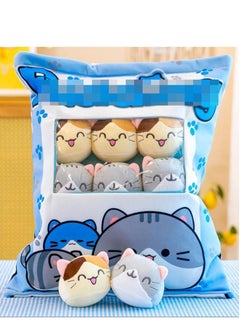 RATSAW Stuffed Throw Pillow with 8Pcs Removable Plush Kitten Dolls  - Image 1