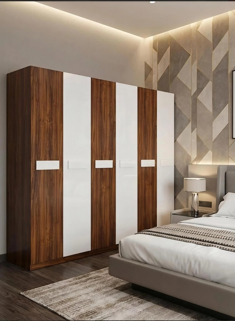 Concent Modern Wooden Wardrobe 6 Doors, Modern Stylish Design, Brown & White Color - Image 3
