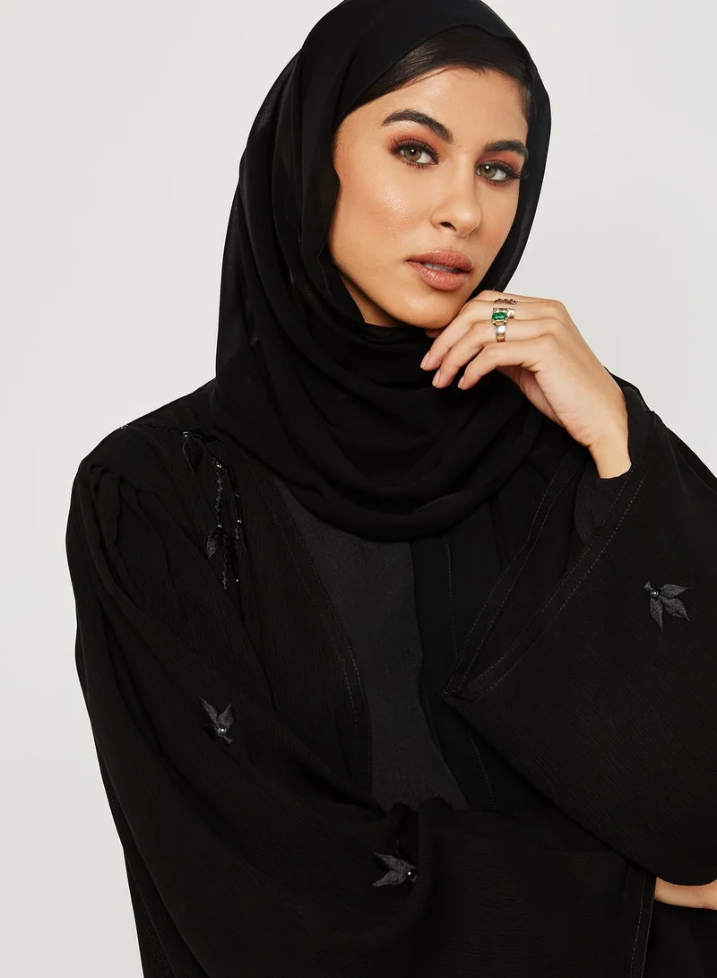 hayas closet One Side Embroidered Overlap Abaya