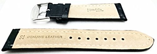 NewLife 22mm Black Genuine Leather Watchband | Beautiful Ostrich Grain, Medium Padded Replacement Wrist Watchstrap That Brings to Any Watch (Mens Standard Length) - Image 2