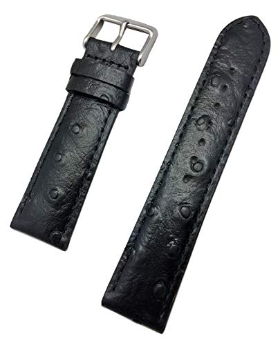 NewLife 22mm Black Genuine Leather Watchband | Beautiful Ostrich Grain, Medium Padded Replacement Wrist Watchstrap That Brings to Any Watch (Mens Standard Length) - Image 5