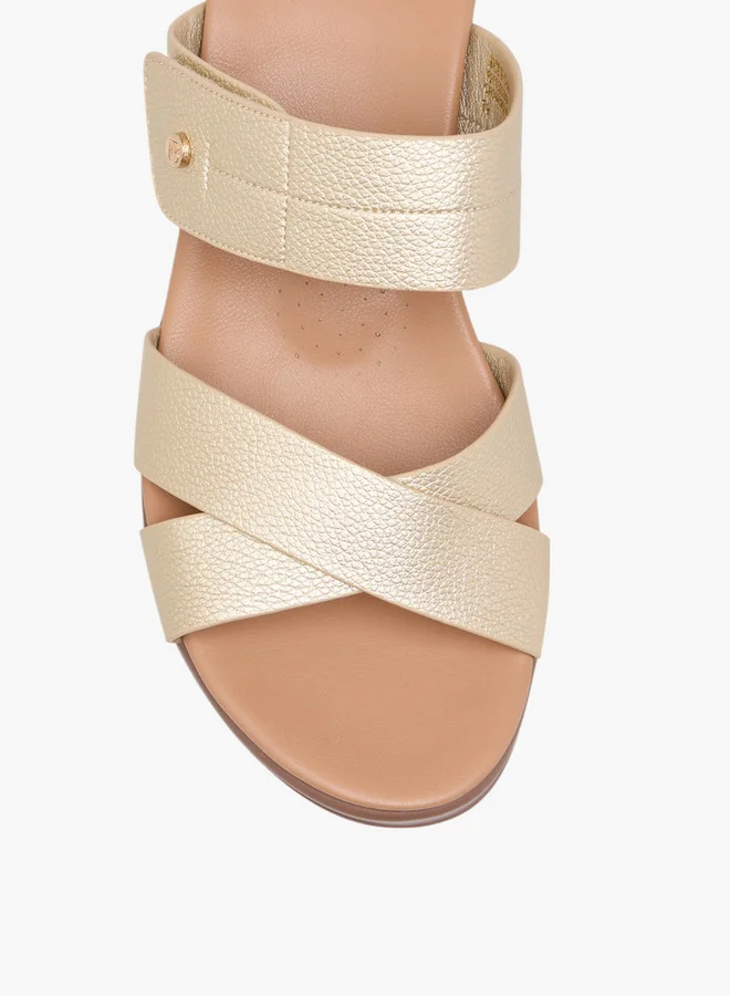 Flora Bella By Shoexpress Slip-On Cross Strap Sandals with Block Heels