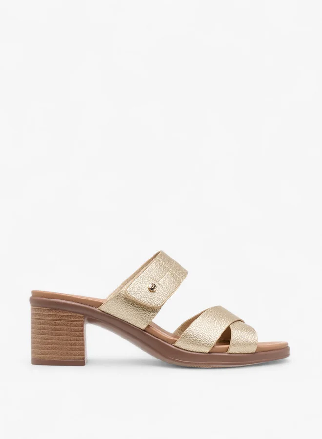 Flora Bella By Shoexpress Slip-On Cross Strap Sandals with Block Heels