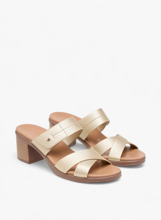 Flora Bella By Shoexpress Slip-On Cross Strap Sandals with Block Heels