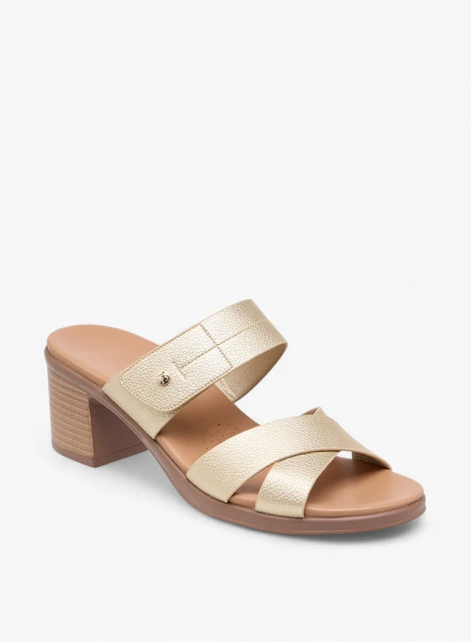 Flora Bella By Shoexpress Slip-On Cross Strap Sandals with Block Heels