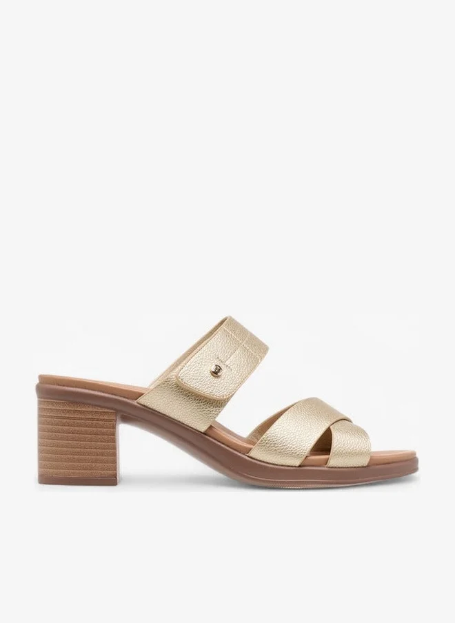 Flora Bella By Shoexpress Slip-On Cross Strap Sandals with Block Heels
