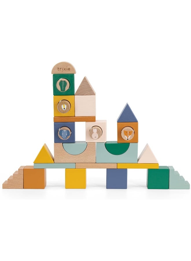 Trixie Wooden City Blocks - 31 Piece Building Set - Image 1