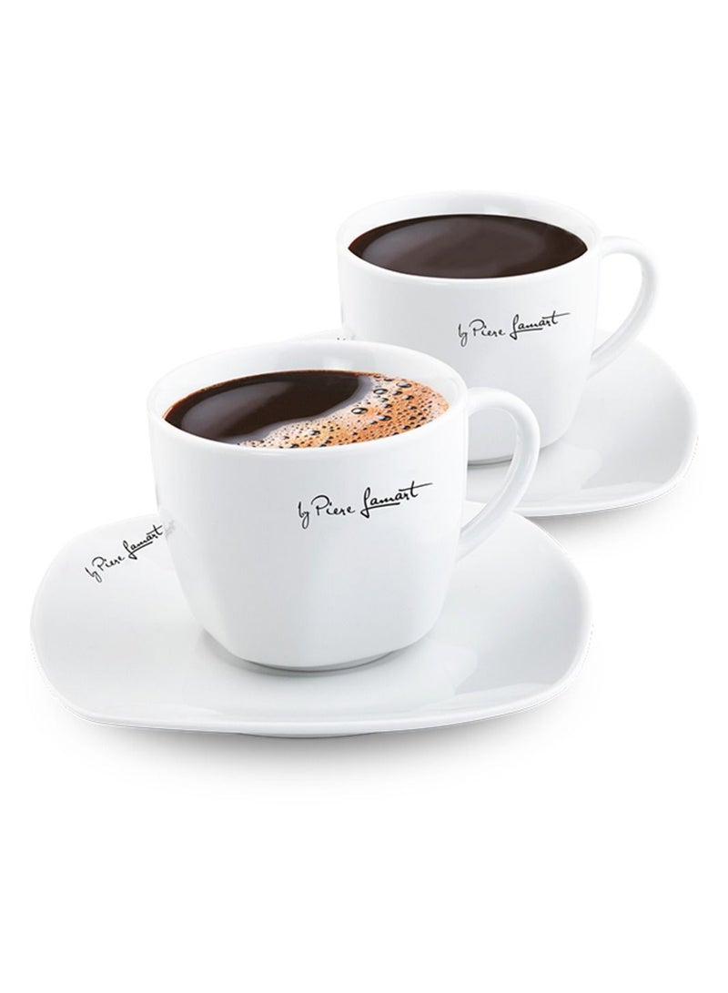 Lamart 2Pcs Cup Set Porcelain With Saucer 90 Ml White Porcelaine - Image 4