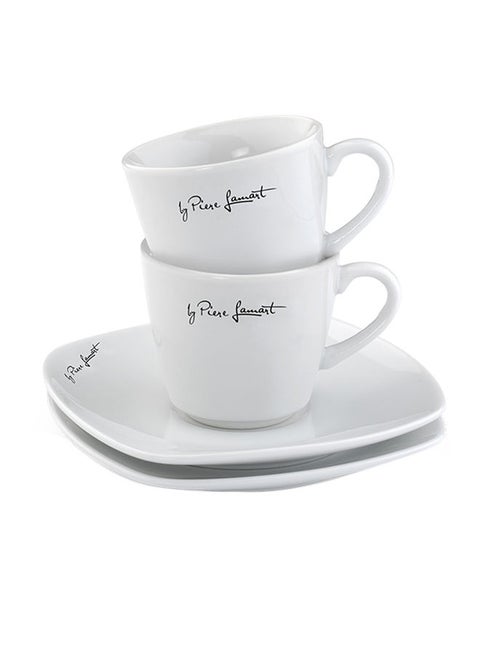 2Pcs Cup Set Porcelain With Saucer 90 Ml White Porcelaine