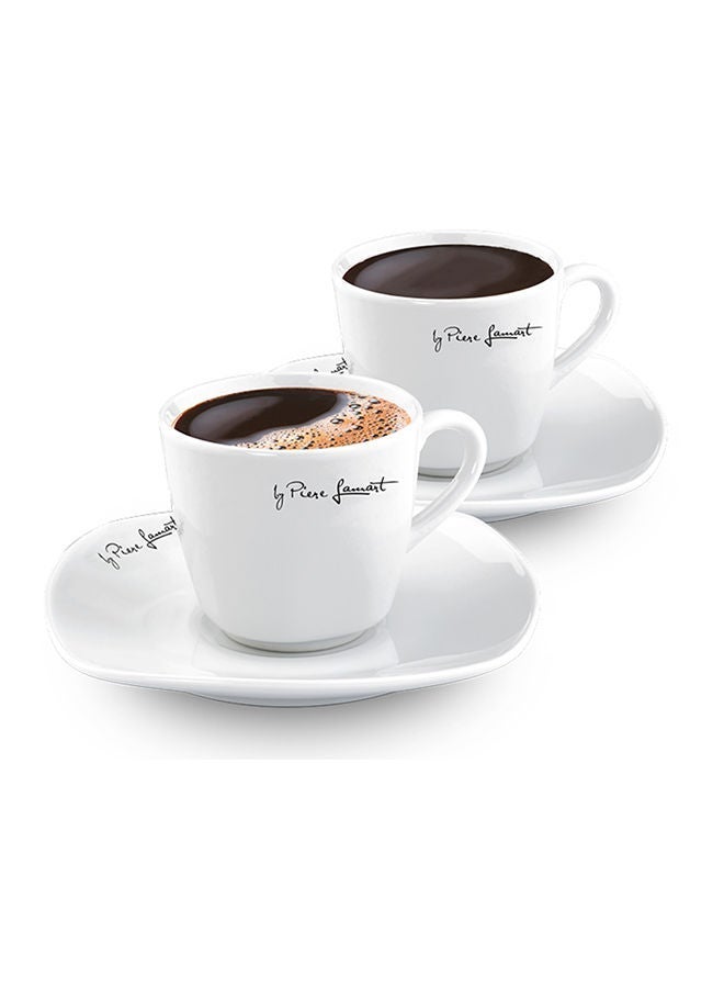 Lamart 2Pcs Cup Set Porcelain With Saucer 90 Ml White Porcelaine - Image 4