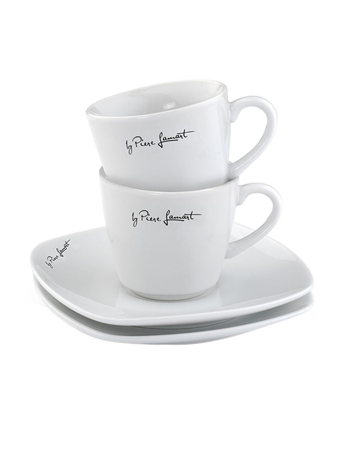 Lamart 2Pcs Cup Set Porcelain With Saucer 90 Ml White Porcelaine - Image 3