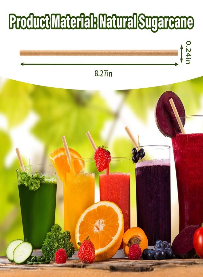 Potchen 500 Pcs 8" Biodegradable Sugarcane Straws Compostable Disposable Drinking Straws Bulk for Hot Cold Drinks Parties Restaurants Home - Image 2