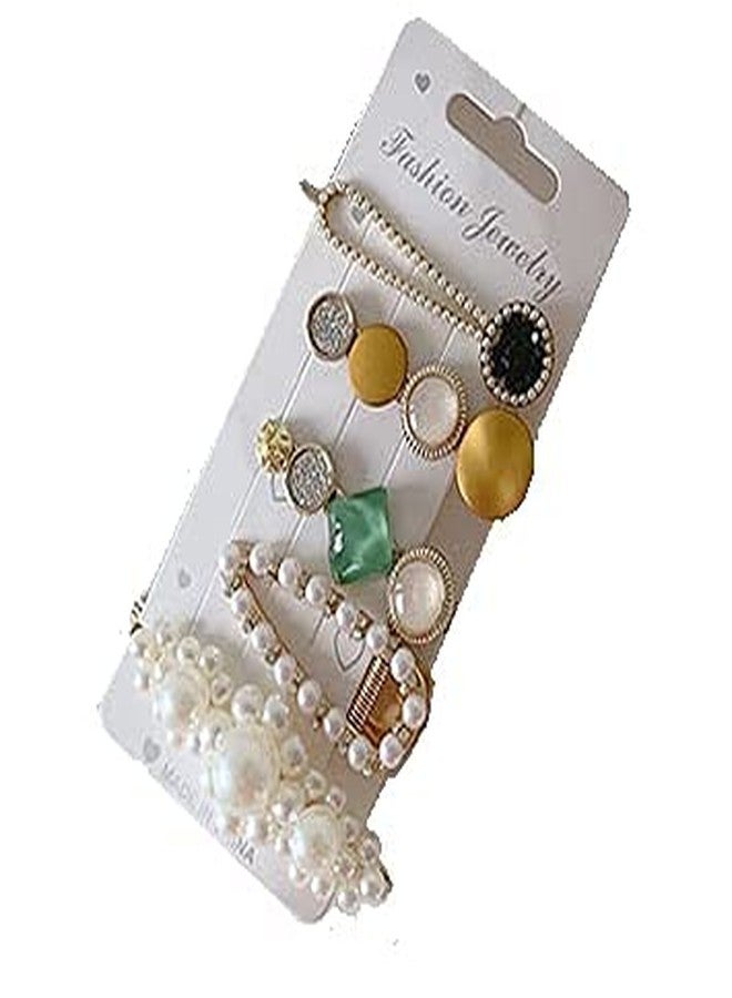 SQUICKLE 5 Pcs White Pearl, Macaron And Diamond Hair Clips/Metal Hair Pins/Hair Barrette Fashion Styling Hair Accessories For Women/Girls& Bridal - Image 2