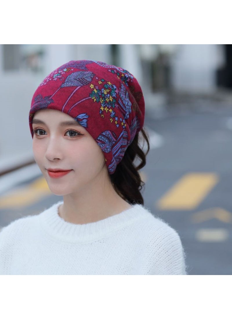 Generic Versatile Autumn Winter Twist Scarf Cap No. 14 red sunflower 