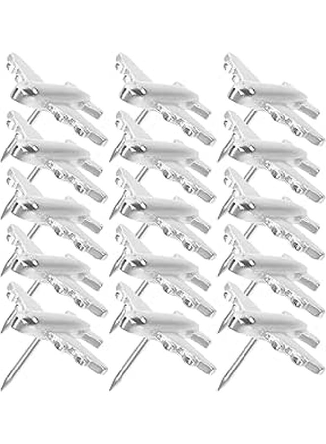 Silver Metal Airplane Push Pins 30 Pcs Bulletin Board Thumbtacks for Office School - Image 1
