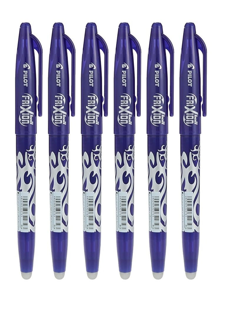 PILOT 6-Piece Frixion Erasable Ball Pen 0.7mm Tip Blue Ink - Image 1