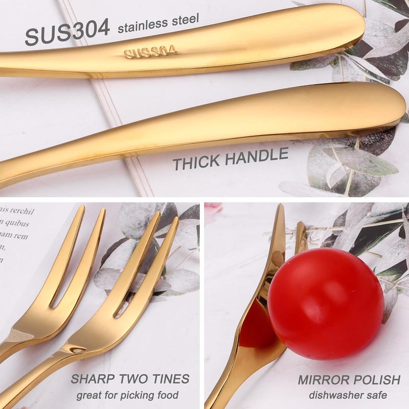 Mafier 5.51-inch Gold Fruit Forks For Charcuterie Board Service,18/10 Stainless Steel Dessert Tasting Mini Cocktail Appetizer Forks,Dishwasher Safe (Set of 12) - Image 3