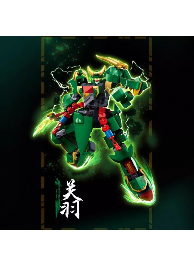 null - Little Luban Building B1318 ~ 1321 Three Kingdoms Guan Yu Zhang Fei Lu Bu Liu Bei Handmade Hero Mecha Assembled Toy-Color:B1319 Guan Yu-Yun Chang Wu Sheng - Image 1