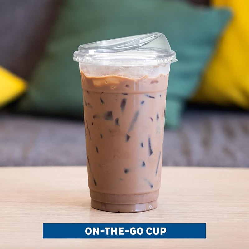Freshware 100 Pack Clear Plastic Cups with Strawless Drinking Lids, Disposable Cups for Iced Coffee, Smoothie, Milkshake, Cold Drinks, 20oz - Image 5